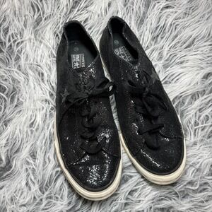 Converse One Star Low Top Sneakers Black Glitter Sparkle Mesh Women's Sz 8.5‎